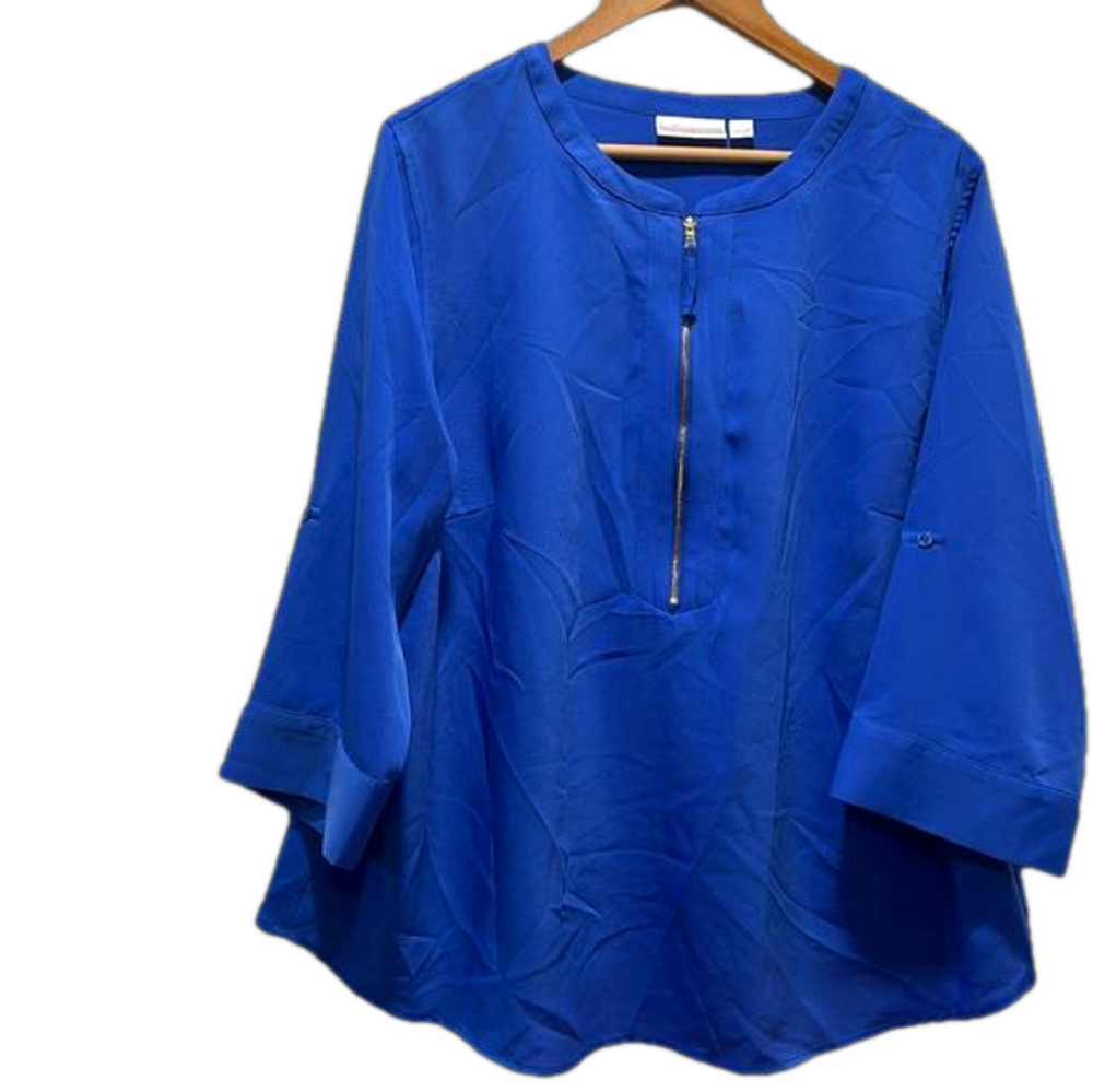 belle kim Gravel  blue top/blouse size 1X GUC..